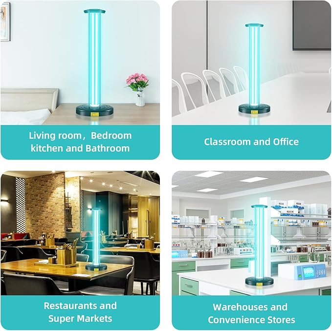 JTAPURE 100W UV Light with Ozone, 3-Gear Timer & Remote Control, Home