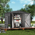 COMHOMA Shed Outdoor Storage Shed Metal,Lockable Doors Tool Sheds with Sloping Roof,Steel Garden Shed with Air Vent for Backyard,Patio,Lawn,Poolside(Grey,8'x6')