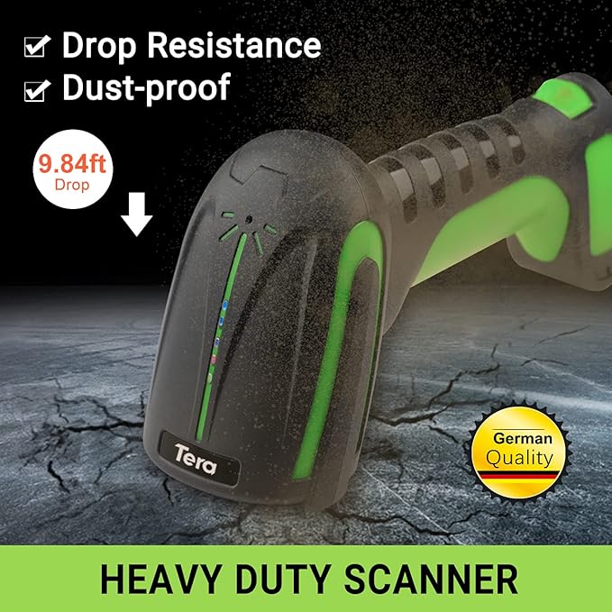 Tera Pro Industrial Wireless Barcode Scanner 2D QR 1D Bar Code Reader 2.4G