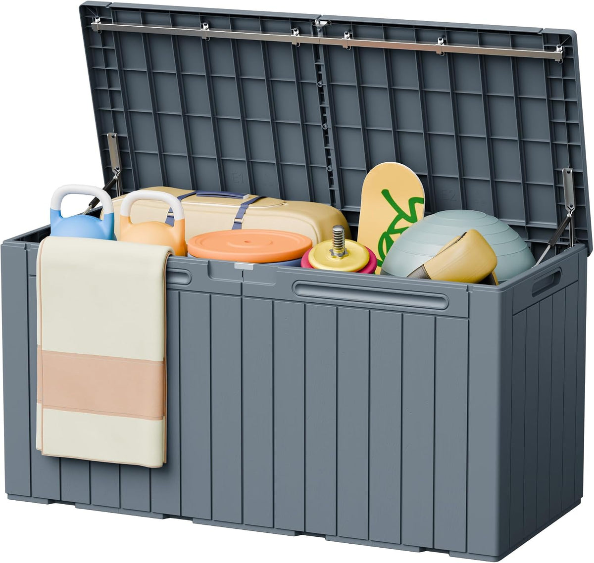 Greesum 110 Gallon Outdoor Storage Box, All-Weather Solution, Gray