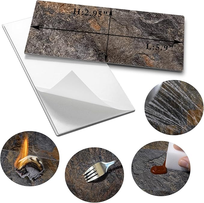 AULIGET 100 Piece Rust Slate Peel and Stick Backsplash Wall Tiles, Laundry Room