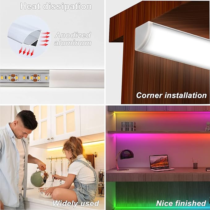 VST 10pack 3.3ft LED Channel, V Shape Led Diffuser Channel, LED Aluminum
