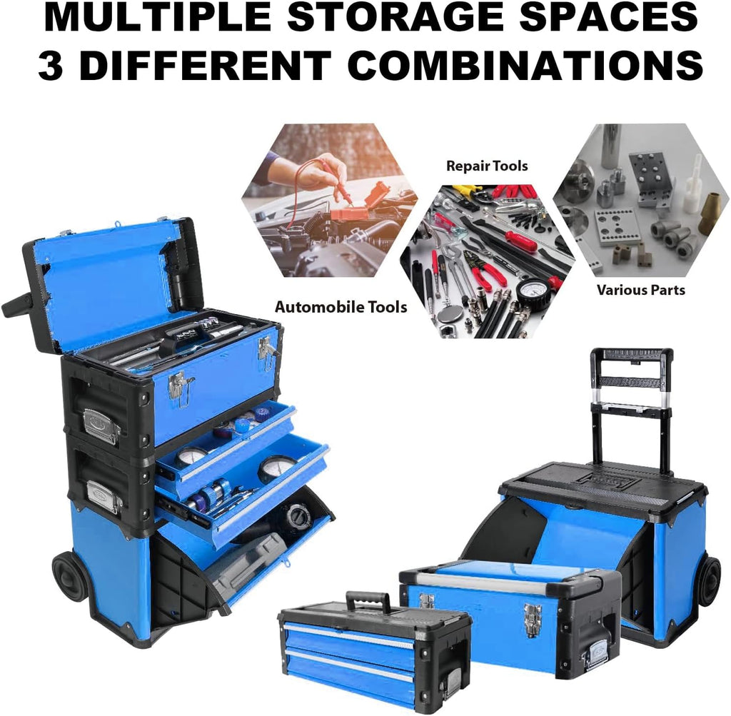 stackable rolling tool box portable metal toolbox organizer on a desk or shelf