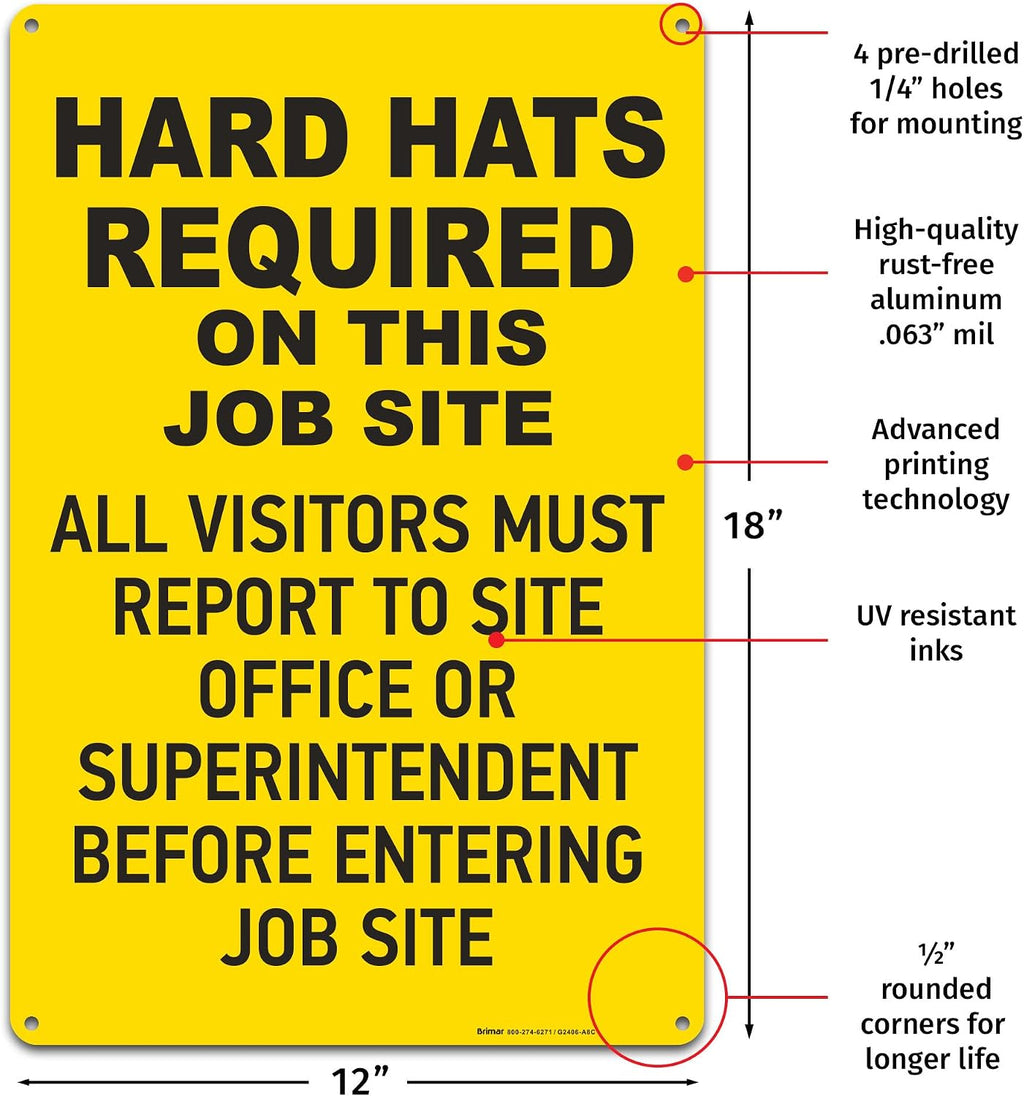 brimar - 12" x 18" - hard hats showing dimensions
