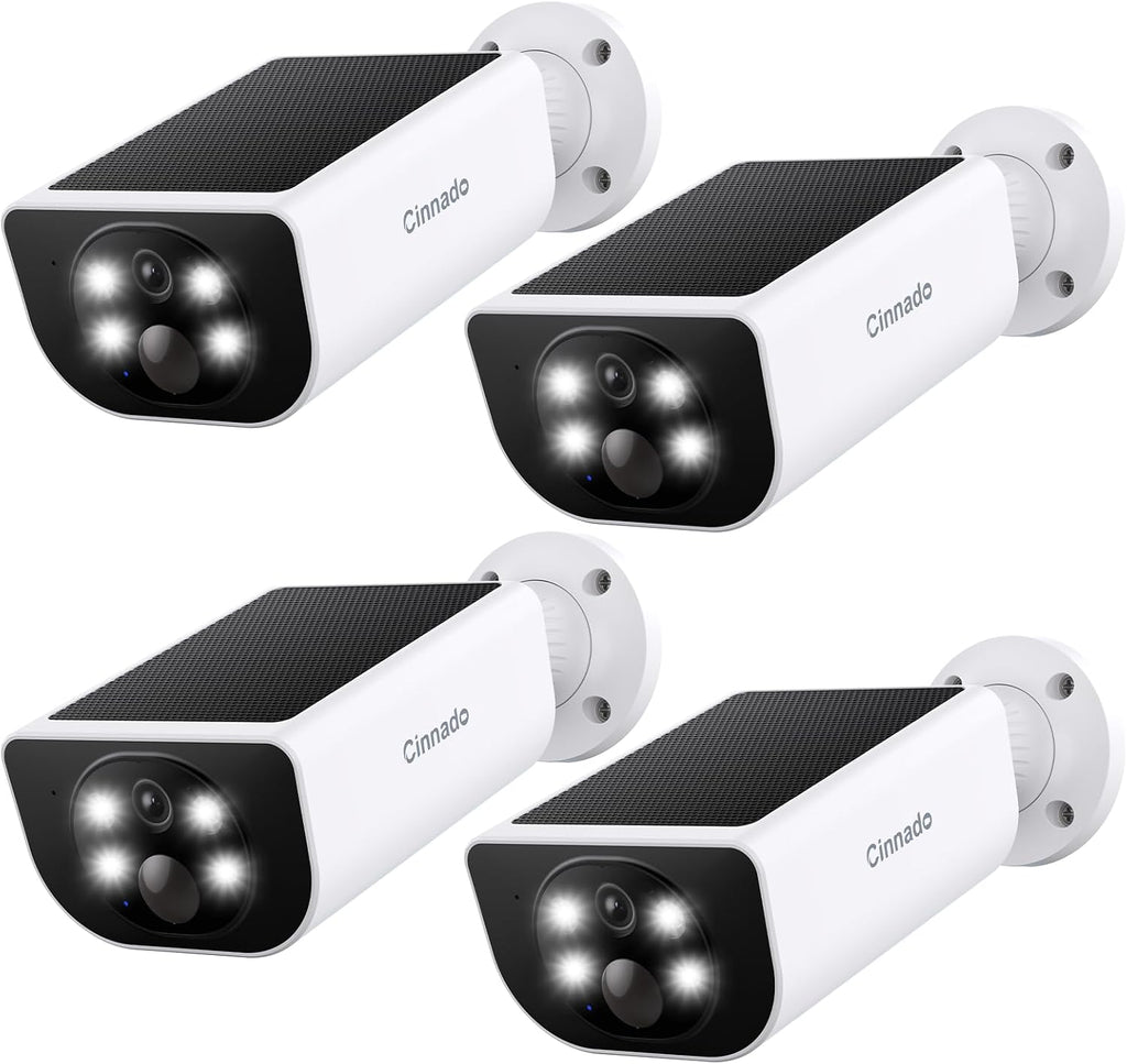 Cinnado Security Cameras Wireless Outdoor Integrated Solar Panel, S1 4Pack