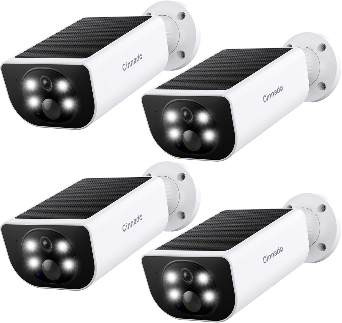 Cinnado 4Pack Solar Wireless Outdoor Cameras Home Security 2K Battery Wi-Fi