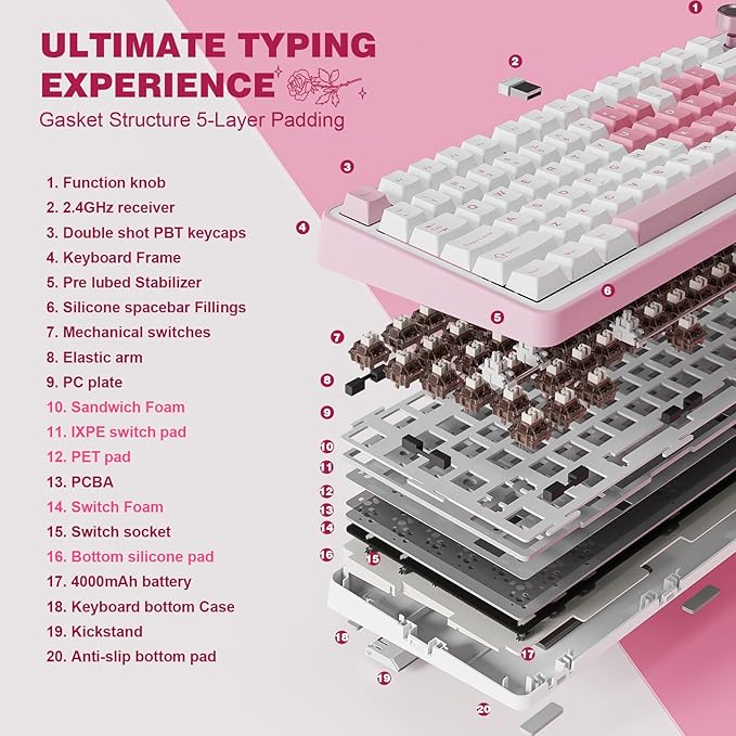 YUNZII B75 PRO Wireless Mechanical Keyboard, 75% Layout