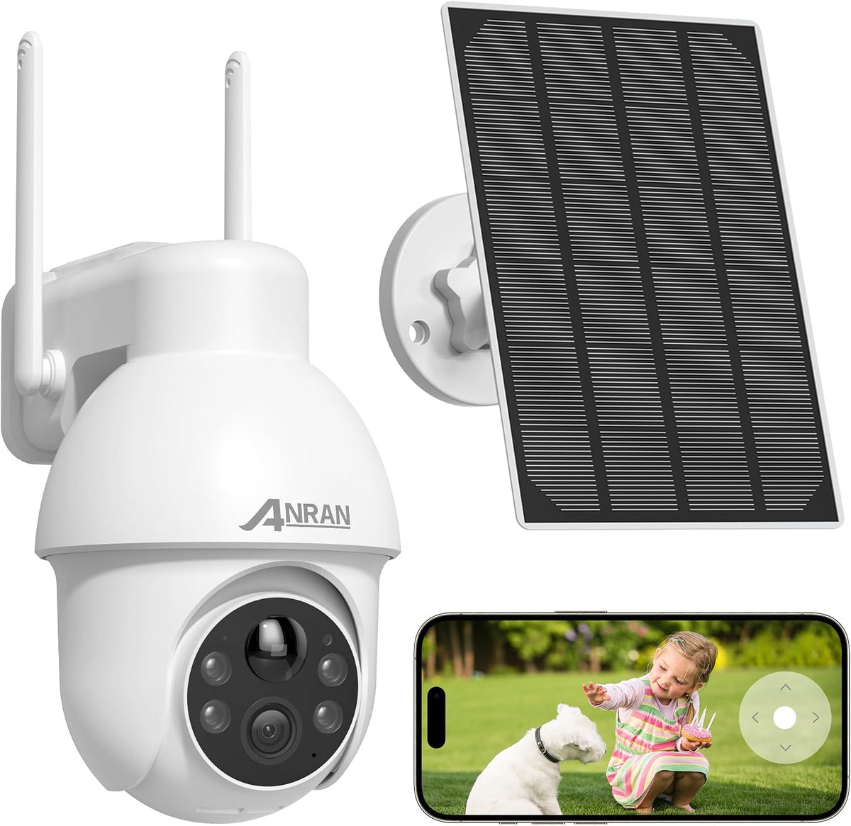 ANRAN 2K Solar Security Camera Outdoor Wireless WiFi Camera Battery-Powered