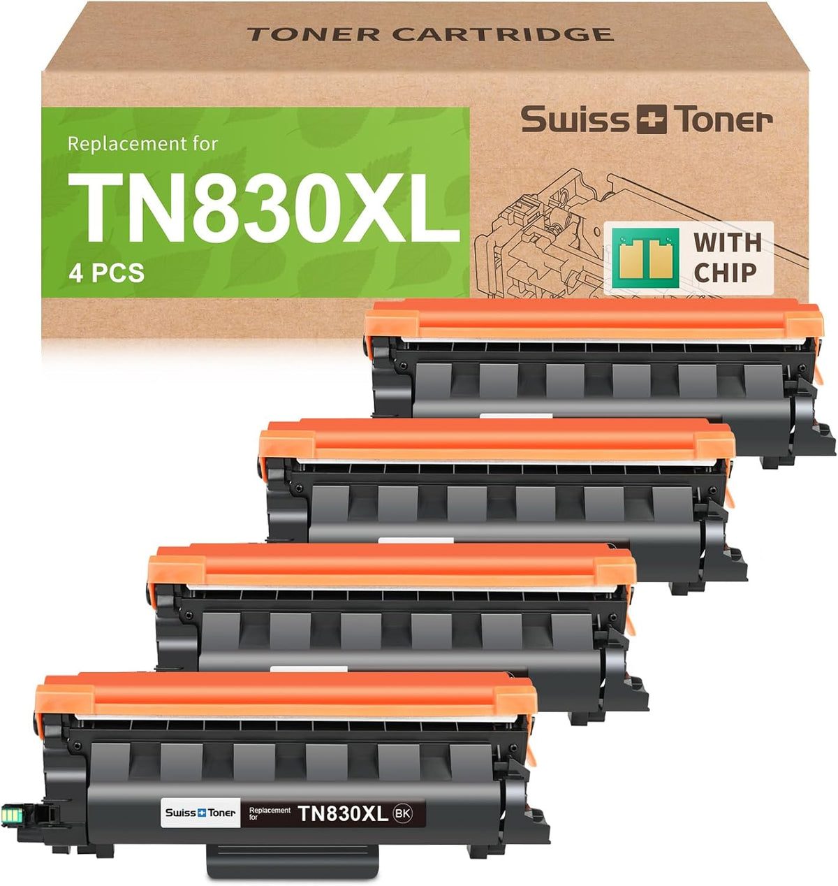 swiss toner Compatible TN830XL TN830 TN830 XL TN-830 TN-830XL Toner Cartridges (4 Pack)