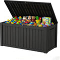 150 Gallon Outdoor Storage Box Resin Deck Box All Weather Waterproof Large Lockable Storage Container Deck Box for Patio Furniture, Garden Tools, Lockable, Black New