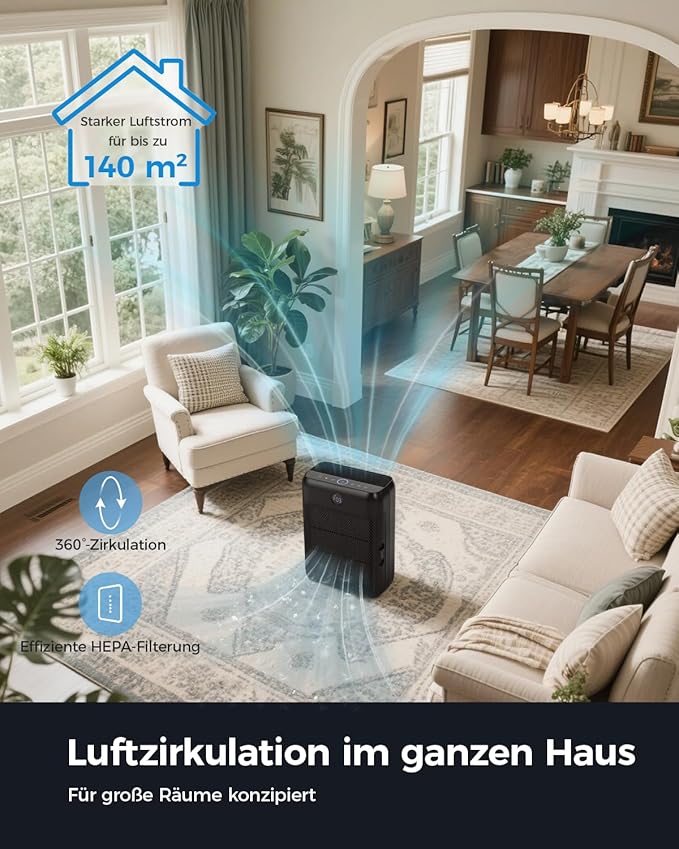 Slevoo Air Purifier for Home Large Room, H13 True HEPA Filter Air Purifiers & 3