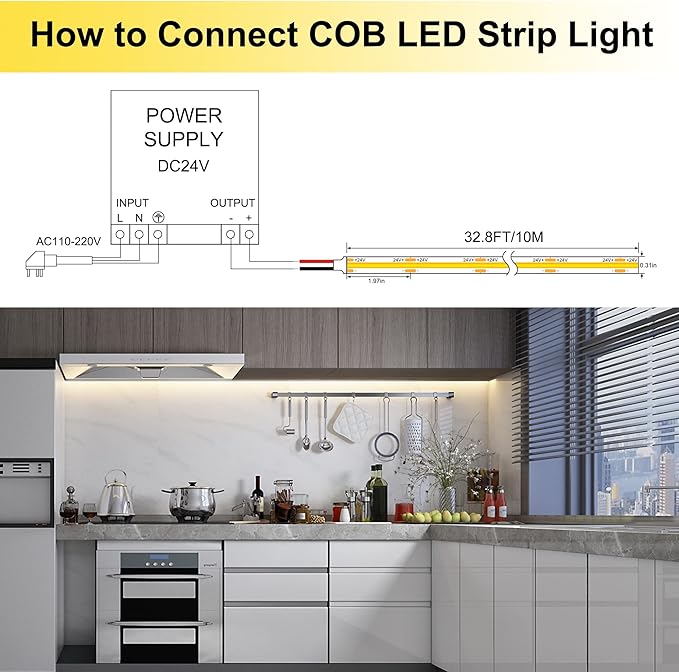 Pandery LED Strip Lights 32.8FT, Dimmable cob led Strip