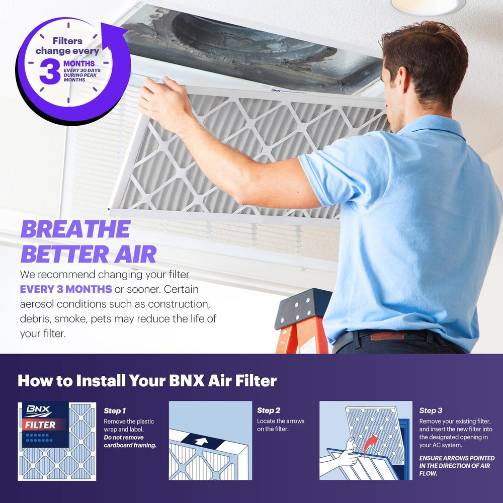 BNX TruFilter 10x10x1 Air Filter MERV 8 (6-Pack) - MADE IN USA – Dust & P...