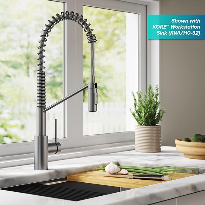 KRAUS Oletto Commercial Style Single Handle Pull Down Kitchen Faucet