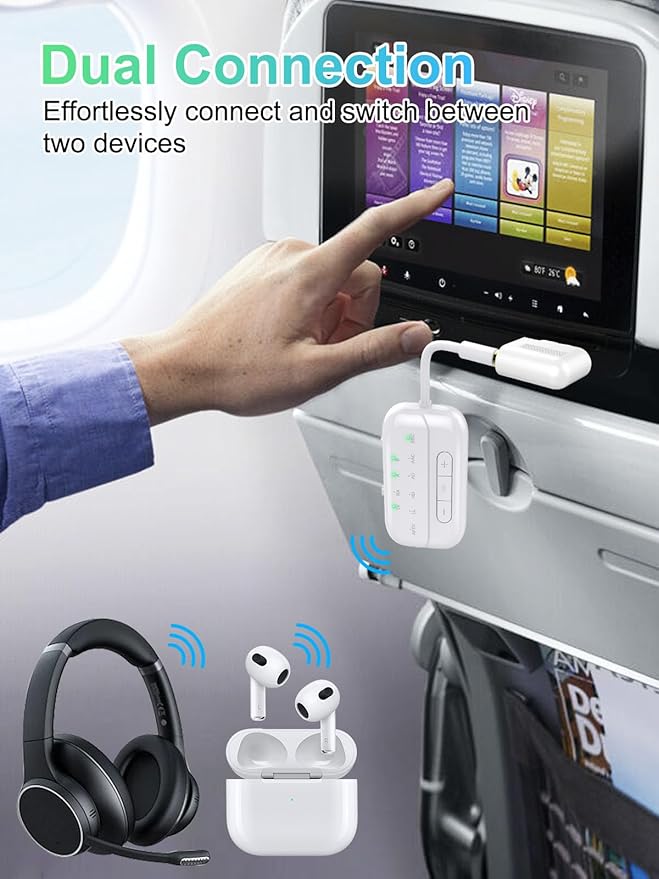 2026 Upgraded Pro Bluetooth 5.4 Transmitter Receiver, 2-in-1 Airplane Wireless