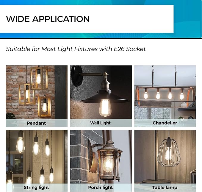 Hizashi Vintage LED Edison Bulb Dimmable, 6W Equivalent 60W, 4000k Neutral White (24 Pack)