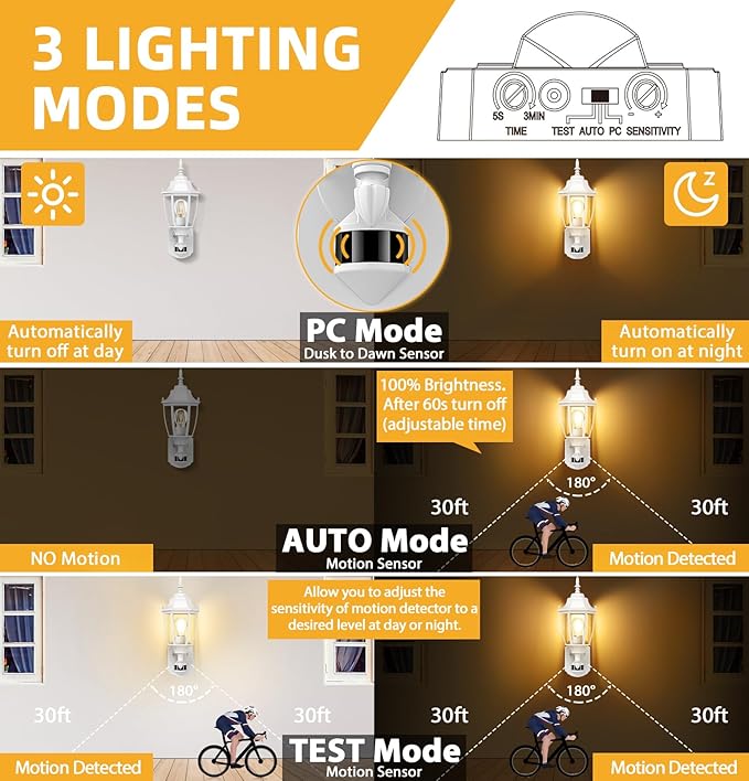 Lamomo Outdoor Wall Sconce, 2 Pack Dusk to Dawn Motion Sensor Light Fixtures