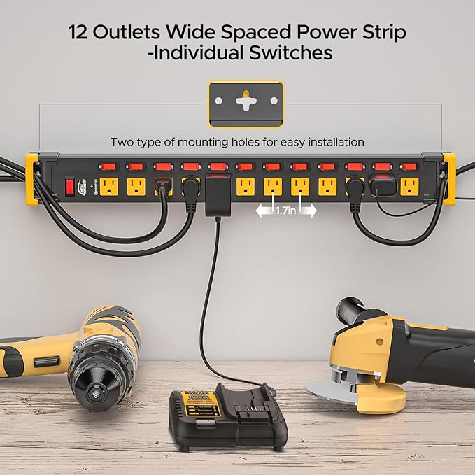 CRST 12 Outlet Heavy Duty Metal Power Strip