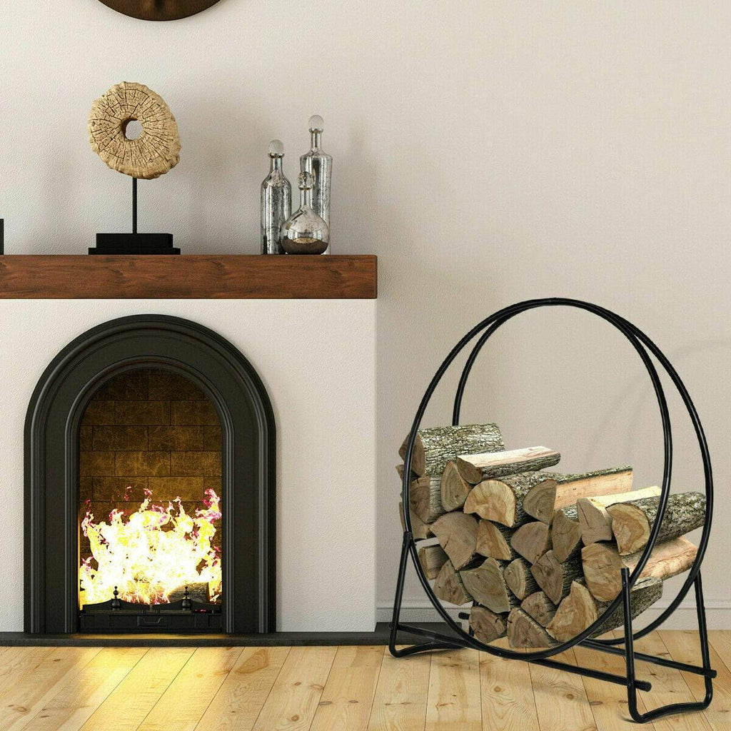 happygrill firewood rack, 41 inch outdoor firewood log, side view