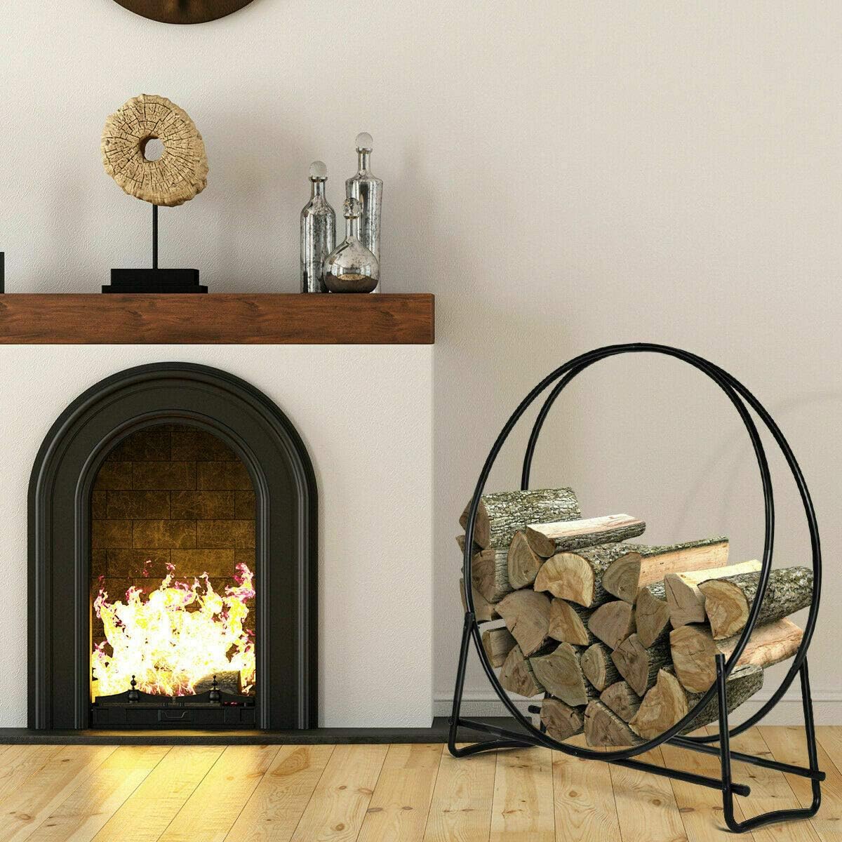 happygrill firewood rack, 41 inch outdoor firewood log, side view