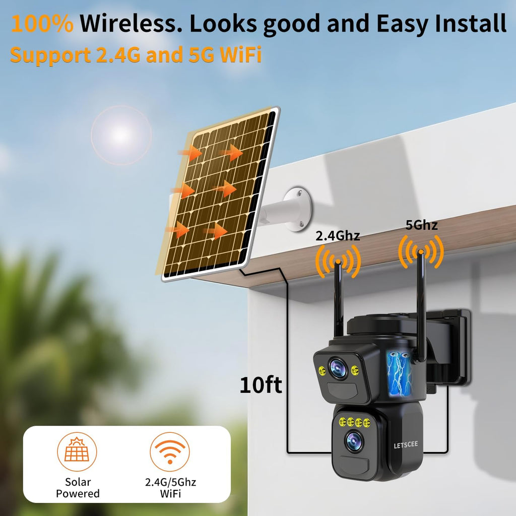 letscee security cameras outdoor wifi,5g/2.4g cameras for home shown in use