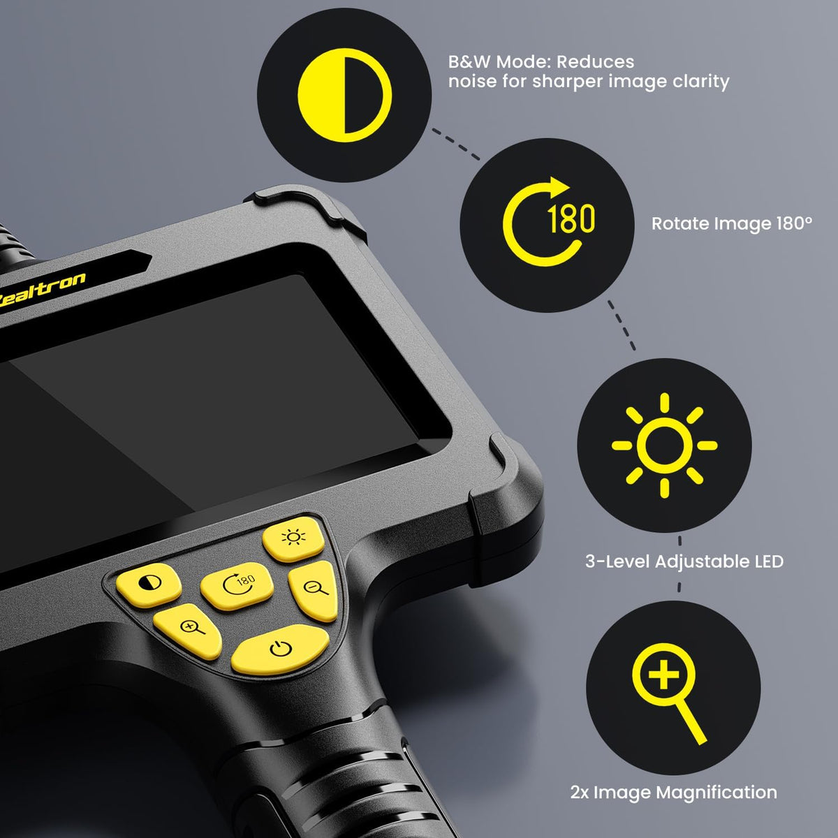 handheld endoscope camera with light – 16.5ft semi-rigid shown in use