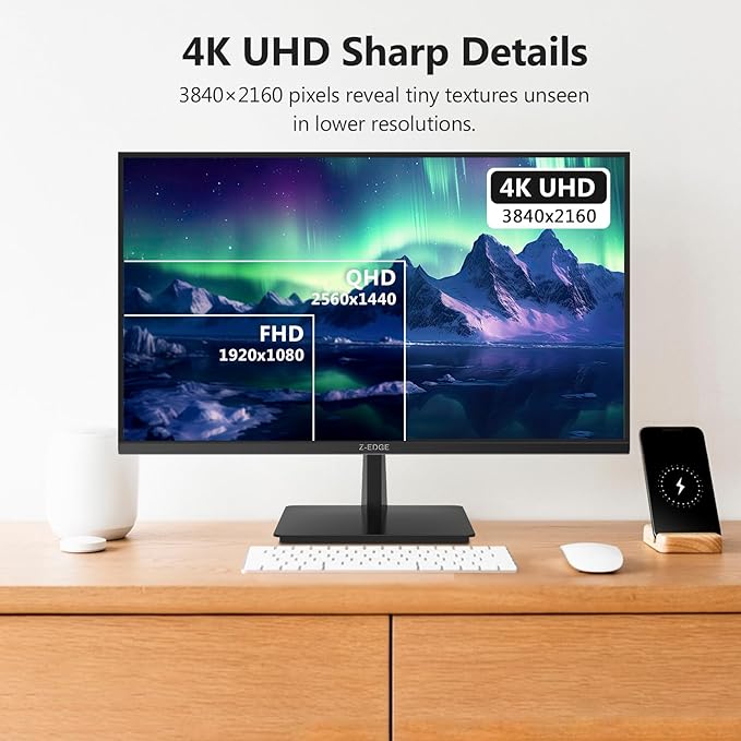 Z-Edge U27P4K 27-inch 4K Monitor IPS Ultra HD 3840x2160, 60Hz Refresh Rate