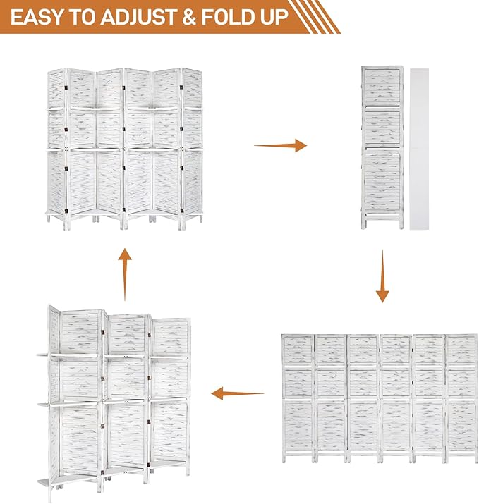 Bonnlo 6 Panels Wood Room Divider