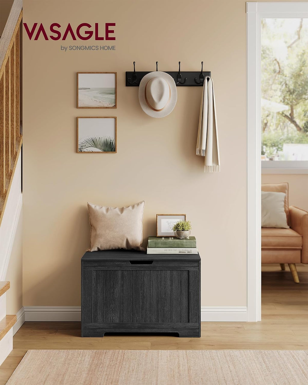 vasagle storage chest, 29.9 inches width bench with shown in use