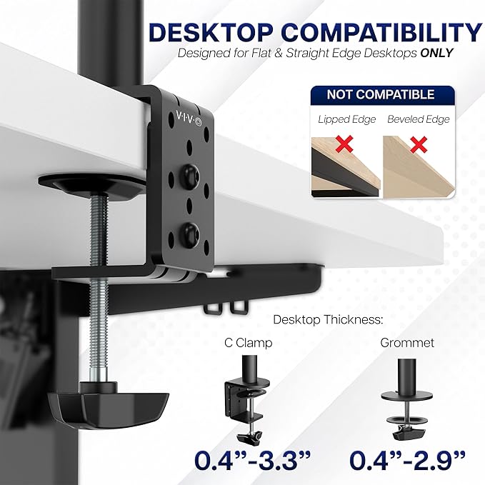 VIVO Dual Monitor Desk Mount, Heavy Duty Fully Adjustable Steel Stand, Holds 2