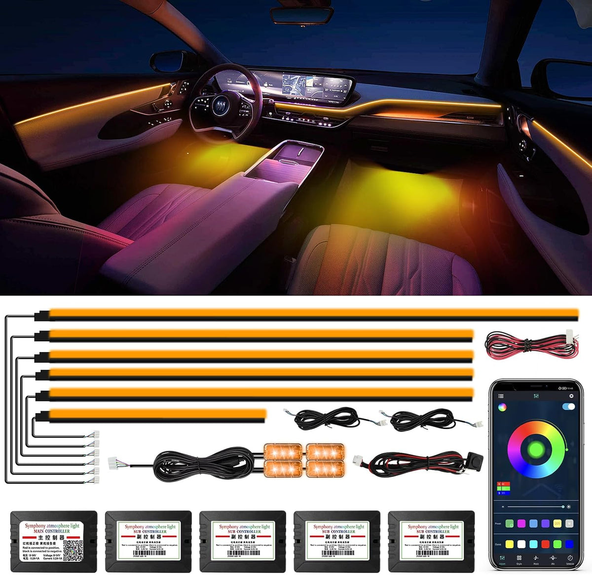 Acrylic Interior Car Lights, WEBUPAR Car Accessories 10 in 1 Car LED Strip