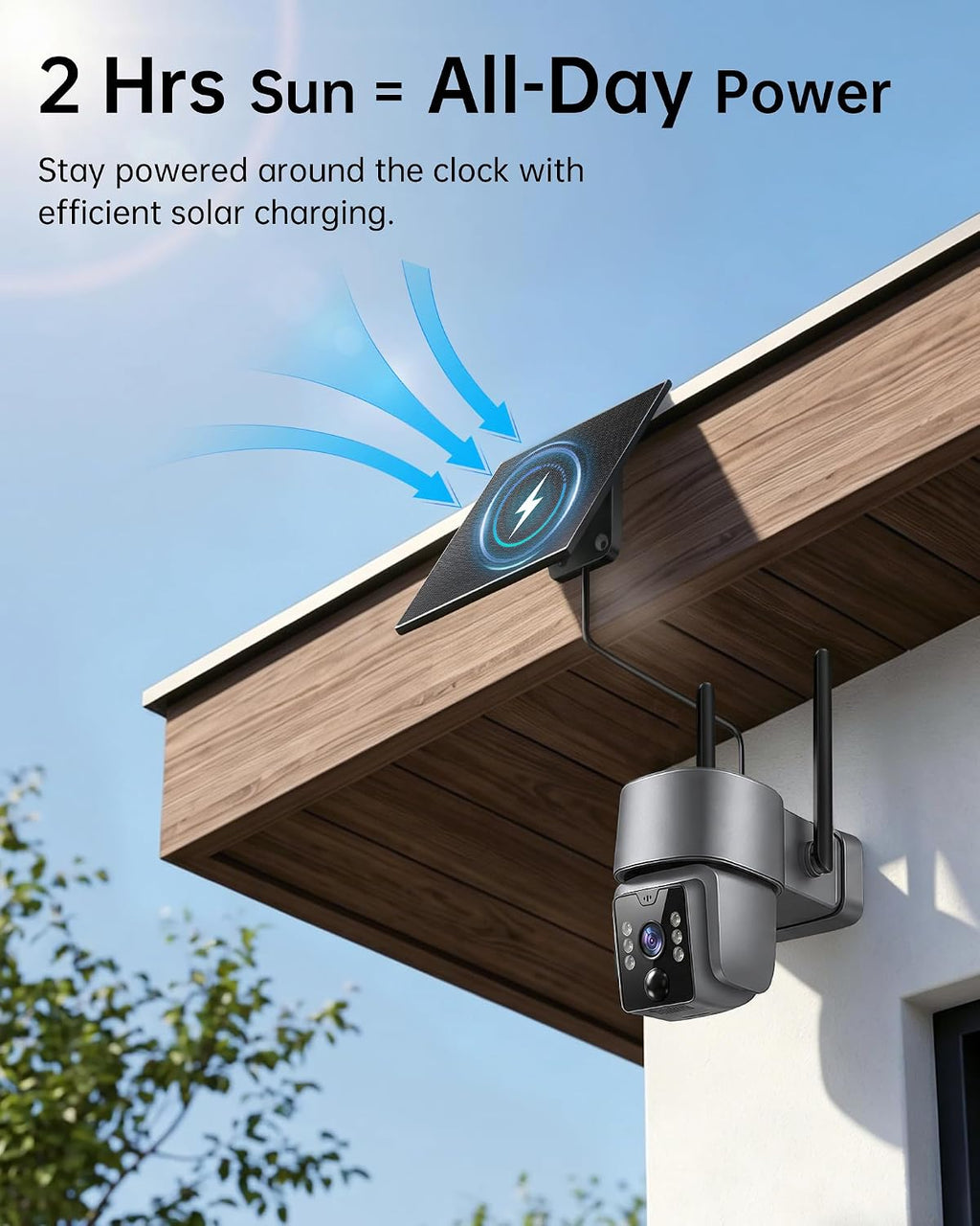 solar security camera, outdoor security camera wireless, 2k shown in use