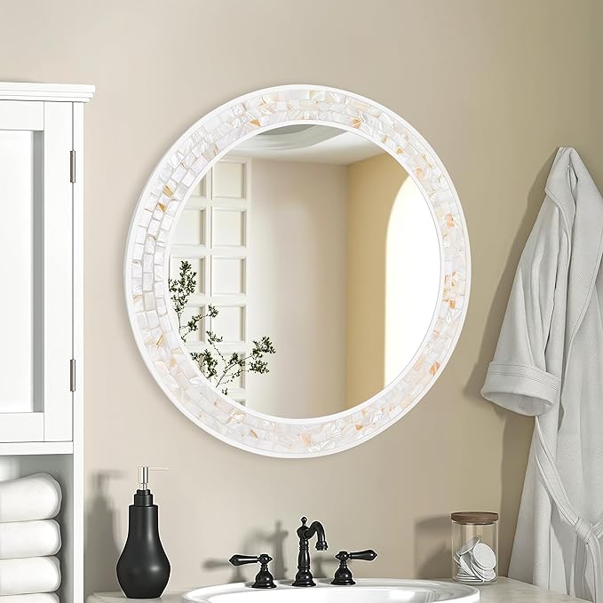 Tanmicoshomy Round Bathroom Mirror 26 Inch, Circle Mirror