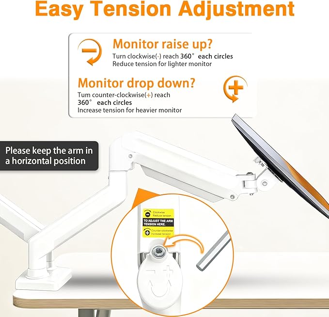 XEVKZO Dual Monitor Arms, Gas Spring Monitor Arms