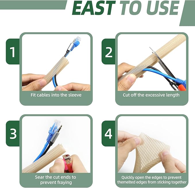 Split Wire Loom Tubing, Cable Protector Sleeve, Braided Cable Management