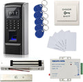 MENGQI-CONTROL Full Kits Biometric Fingerprint RFID Password Access Control Systems + 600lbs Force Electric EM Magnetic Lock +110V Power Supply+10 Cards and Key Fobs