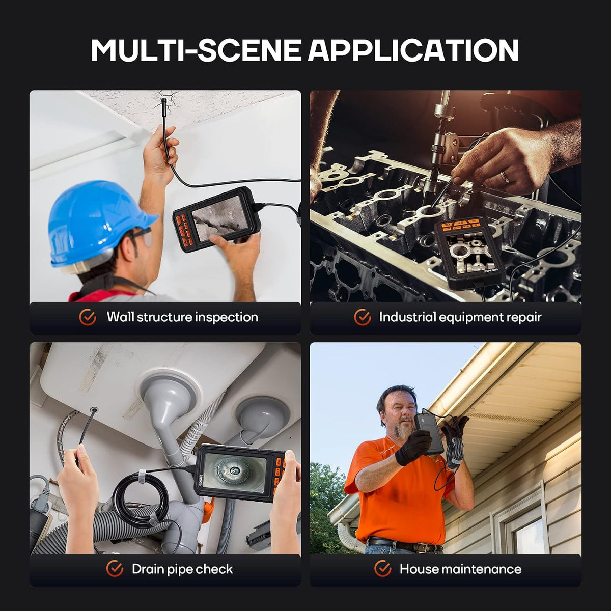 5inch borescope 5.5mm industrial endoscope camera with light on a desk or shelf