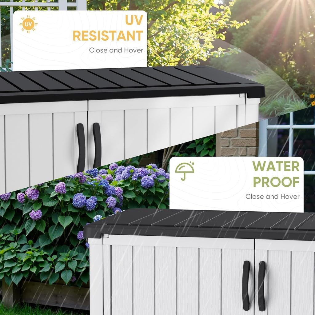 devoko 50 cu ft outdoor storage cabinet showing dimensions