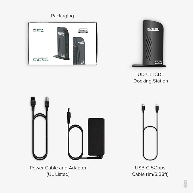 Plugable USB-C Triple Monitor Docking Station: 13-in-1 Laptop Dock