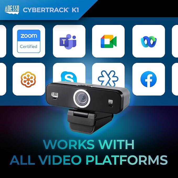 Adesso CyberTrack K1 1080P Full HD Fixed Focus USB Webcam