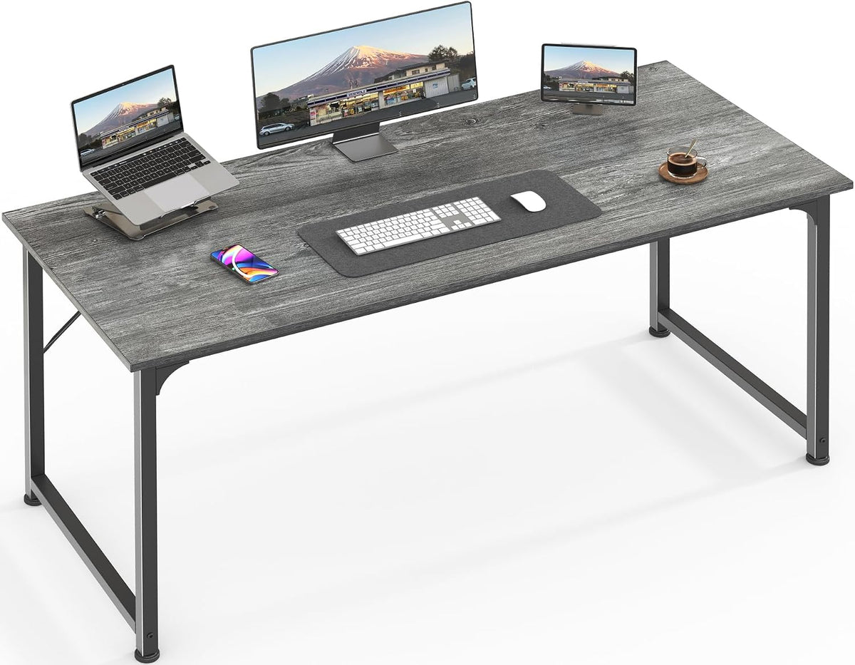 Huuger Computer Desk, 55 Inch Home Office Desk, Gaming Writing Work from Home