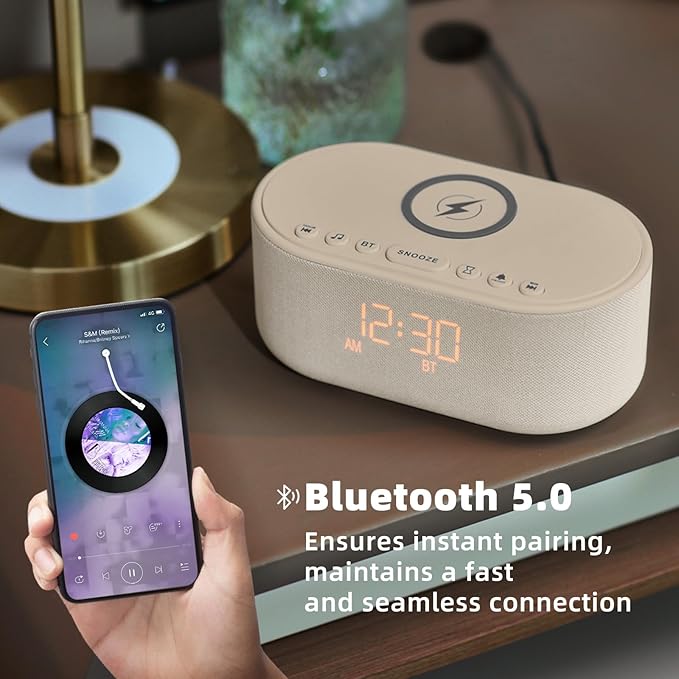 Sound Machine Alarm Clock for Bedrooms: Bluetooth 10W Stereo Sound Speaker
