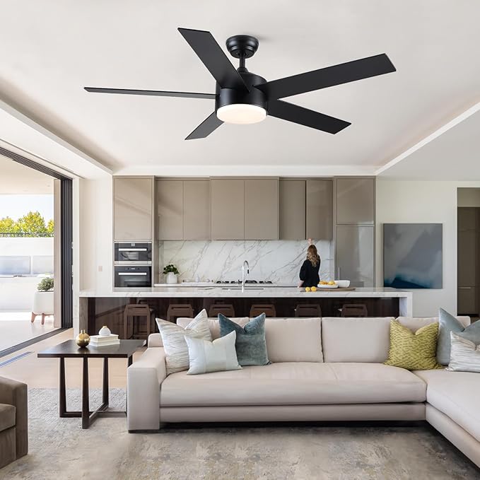 POCHFAN 52 inch Black Ceiling Fans
