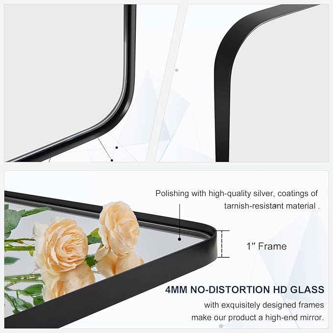 ANDY STAR 18" x 48" Full Length Wall Mirror, Large Black Mirror