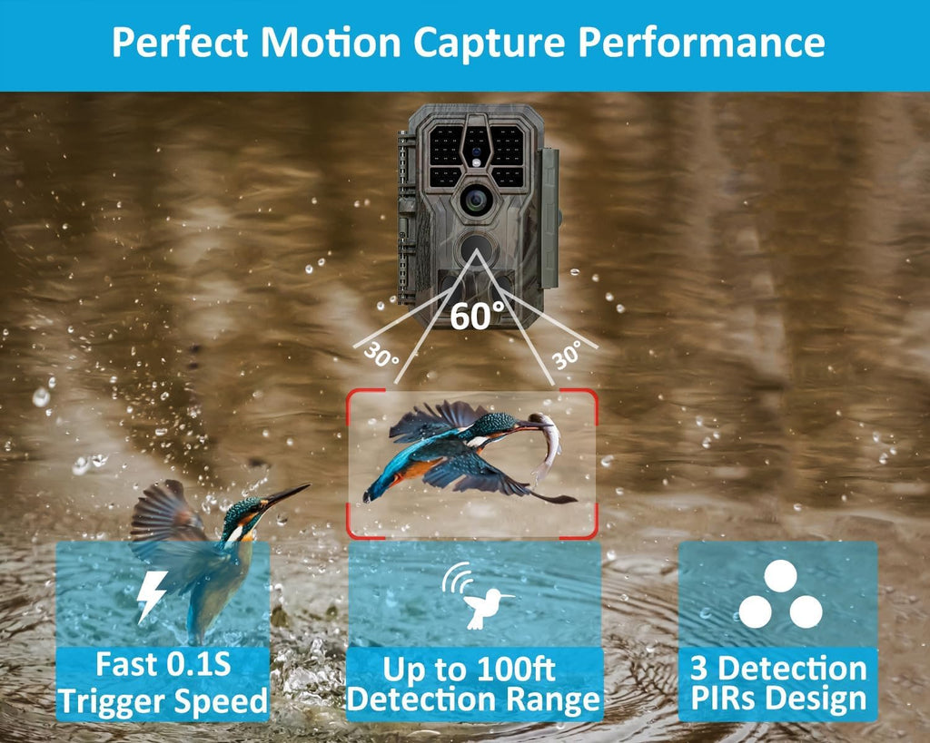GardePro E5S Non-Cellular Trail Camera, 64MP Photo & 1296P HD Video