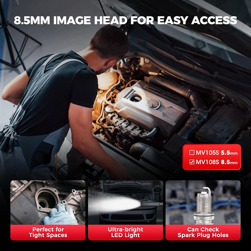 autel mv108s 1080p hd inspection camera, 8.5mm probe, side view
