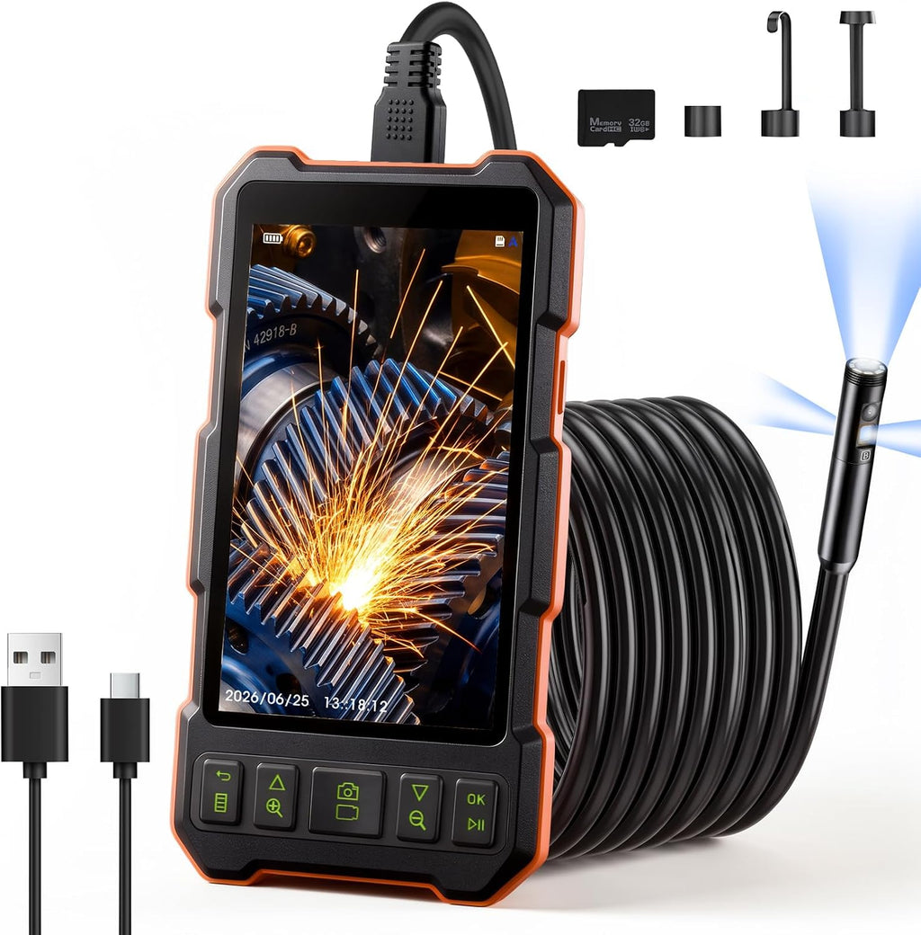 Epicmate 50FT Triple Lens Inspection Camera,5”IPS Screen Endoscope Camera