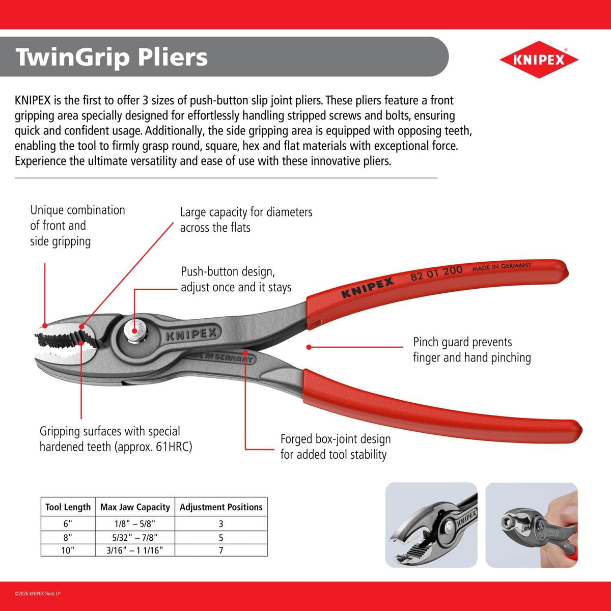 KNIPEX Tools 82 02 150 TwinGrip Pliers, 6"