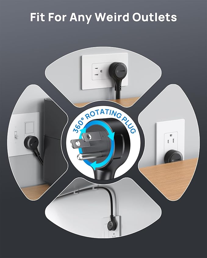 TROND 360° Rotating Flat Plug, Surge Protector Power Strip, 13AC Widely Spaced