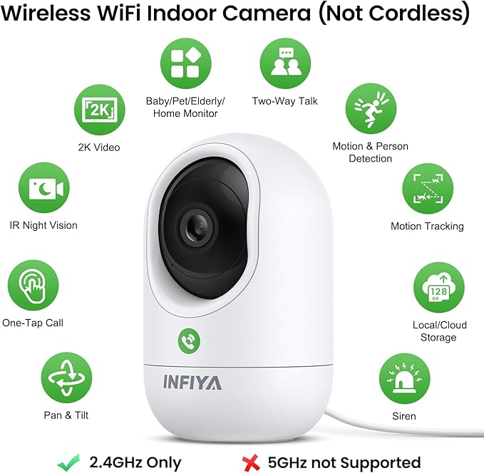 INFIYA 360 Cameras for Home Security-Indoor Camera Monitoring Baby/Nanny (4Pack)